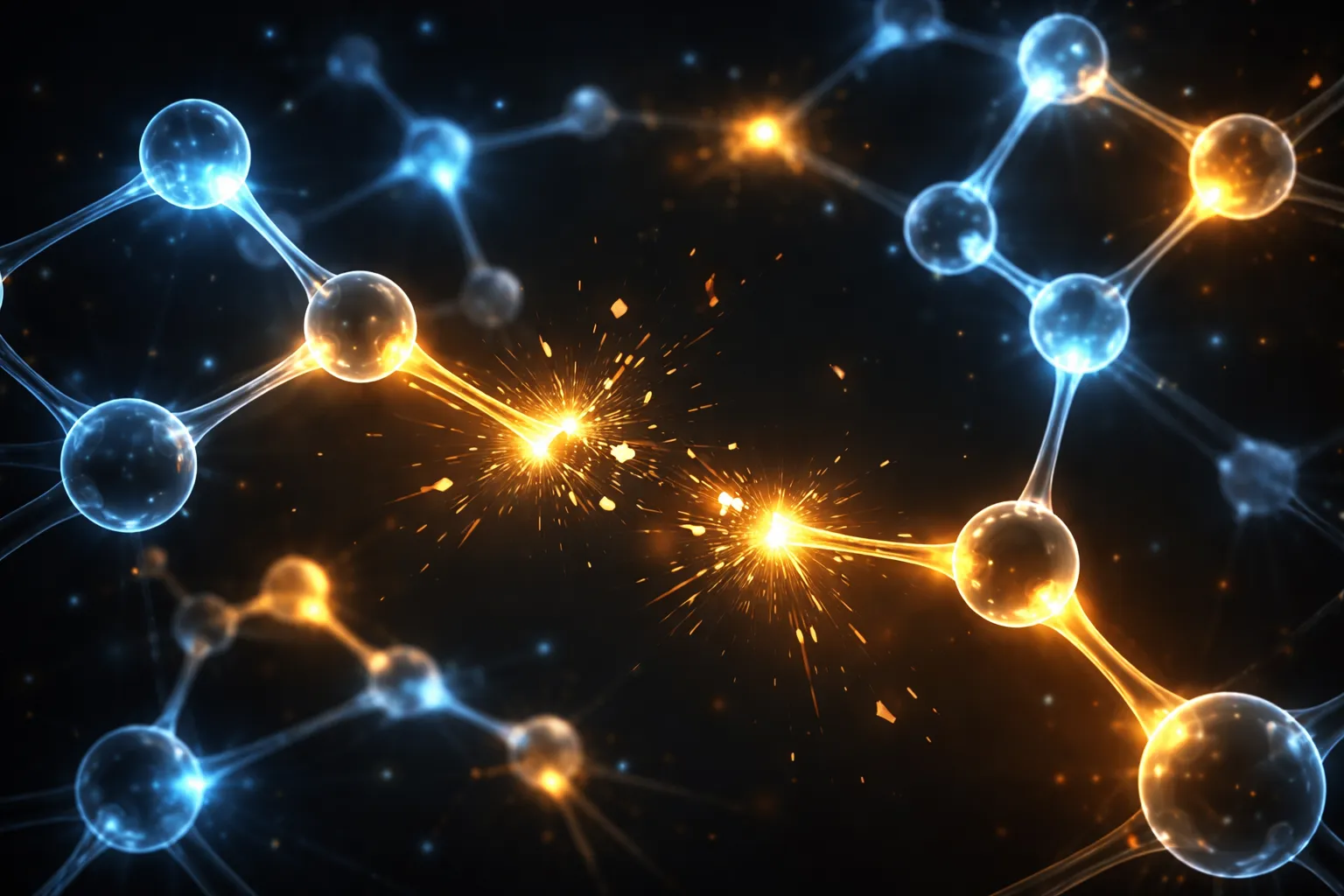Abstract glowing molecular bonds
